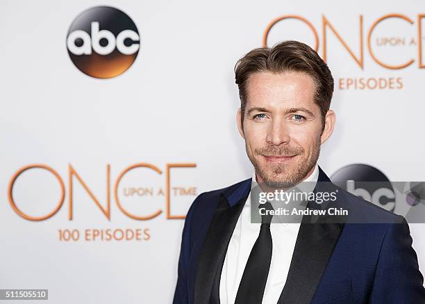 Actor Sean Maguire attends the 100th episode celebration of "Once Upon A Time" at Storybrooke Cannery on February 20, 2016 in Vancouver, Canada.
