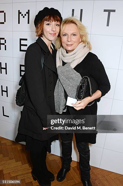 Freya Edmondson and Jennifer Saunders attend the Anya Hindmarch AW16 show on February 21, 2016 in London, England.