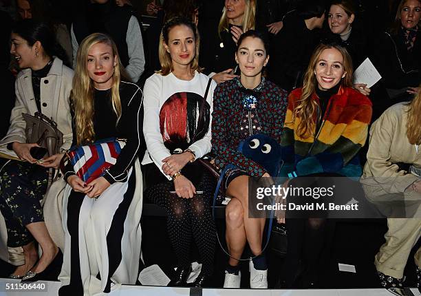 Caroline Issa, Kate Foley, Elisabeth von Thurn und Taxis, Sofia Sanchez de Betak and Harley Viera Newton attend the Anya Hindmarch AW16 show on...