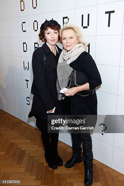 Freya Edmondson and Jennifer Saunders attend the Anya Hindmarch show during London Fashion Week Autumn/Winter 2016/17 at The Lindley Hall on February...