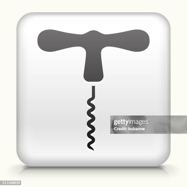 square button with cork screw - bottle opener white background stock illustrations