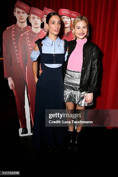 Laura Jackson and Kate Foley attends the Hill & Friends Presentation show during London Fashion Week Autumn/Winter 2016/17 at on February 21, 2016 in...