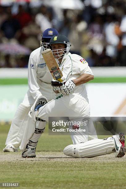 Boeta Dippenaar in action during the fifth day of the first Test match between Sri Lanka and South Africa on August 8, 2004 at the International...