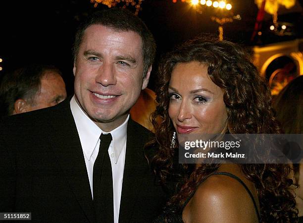 Actors John Travolta and Sofia Milos attend the Church of Scientology Celebrity Centre 35th Anniversary Gala on August 7, 2004 at the Church of...