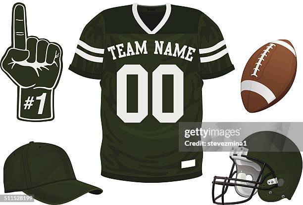 illustrations, cliparts, dessins animés et icônes de maillot de football ensemble - joueur-de-football-américain