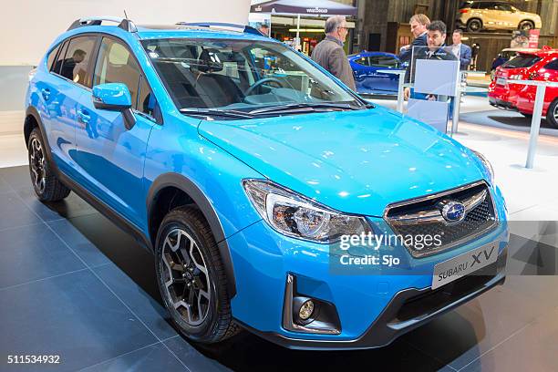 subaru xv compact suv - subaru impreza stock pictures, royalty-free photos & images