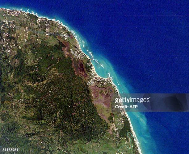The northern coastline of the Dominican Republic is seen in this International Space Station image obtained from NASA 09 August, 2004. It is a major...