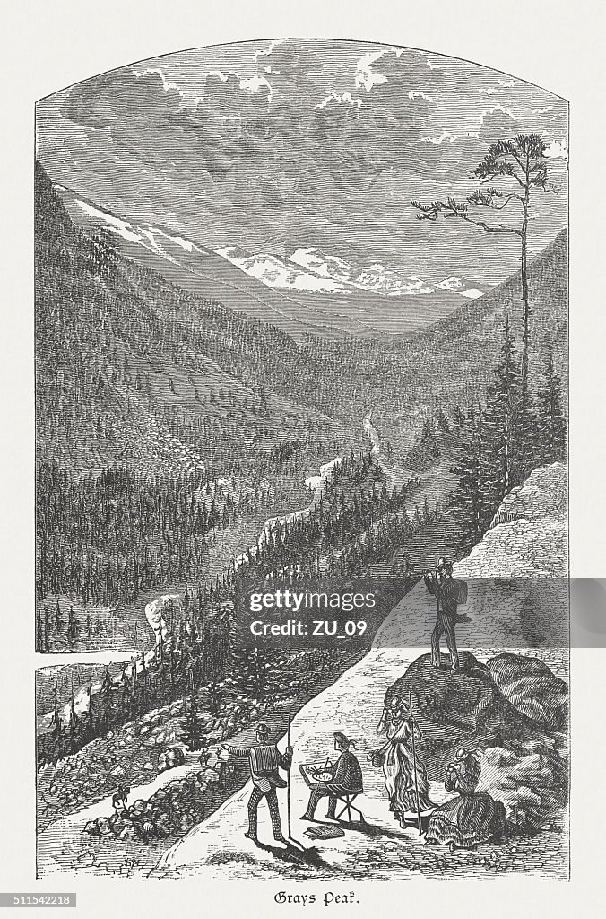 Grays Peak, Colorado, USA, wood engraving, published in 1880
