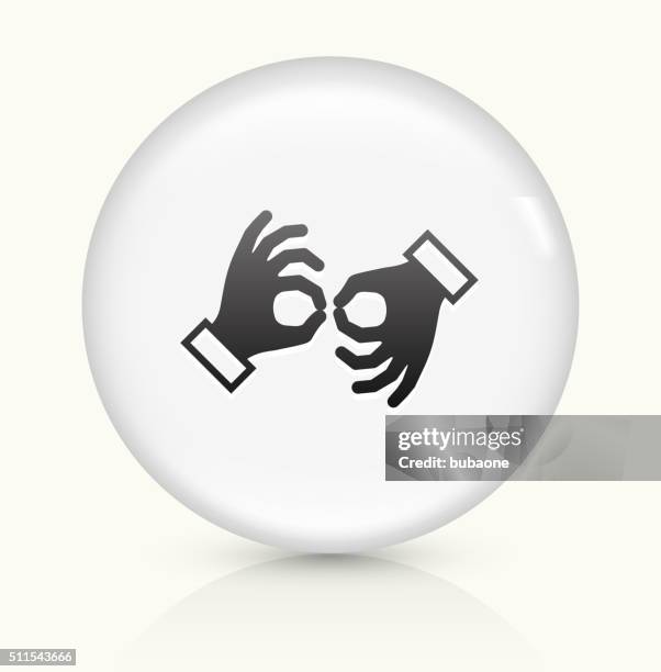 sign language icon on white round vector button - hearing problem stock illustrations