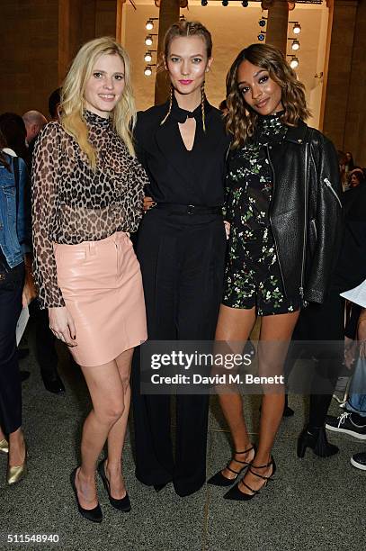 Lara Stone, Karlie Kloss and Jourdan Dunn attend the Topshop Unique at The Tate Britain on February 21, 2016 in London, England.