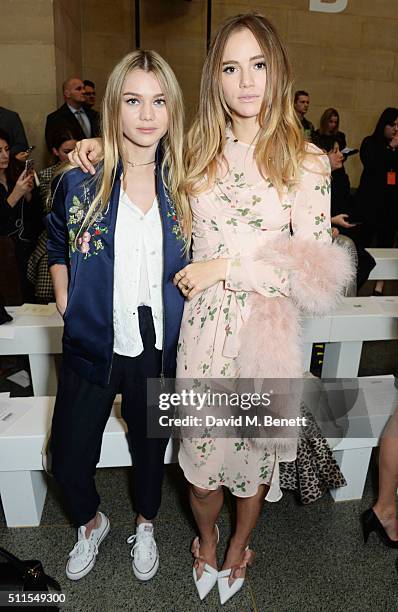 Immy Waterhouse and Suki Waterhouse attend the Topshop Unique at The Tate Britain on February 21, 2016 in London, England.