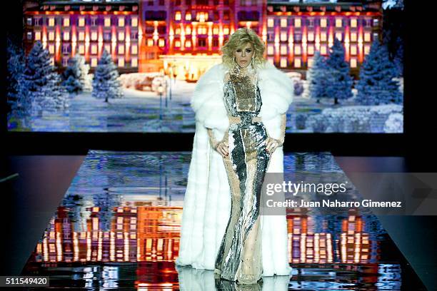 Bibiana Fernandez walks the runway at the Andres Sarda show during the Mercedes-Benz Madrid Fashion Week Autumn/Winter 2016/2017 at Ifema on February...