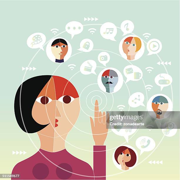 social networking people - multiple hands pointing stock illustrations