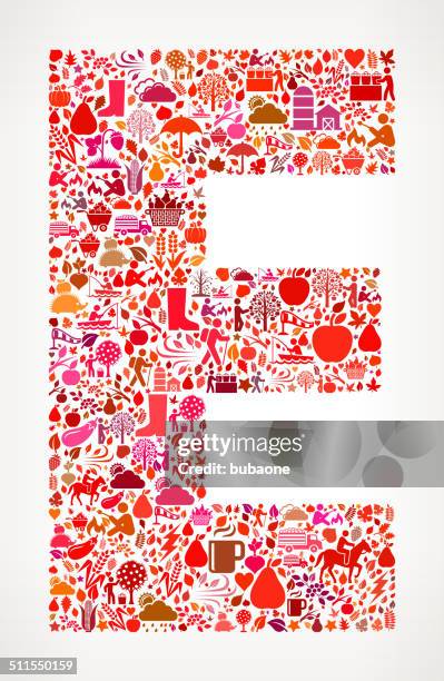 letter e on autumn seasonal royalty free vector art pattern - fall apple picking stock illustrations
