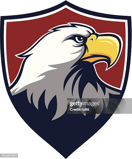 eagle shield - bald eagle flying stock illustrations