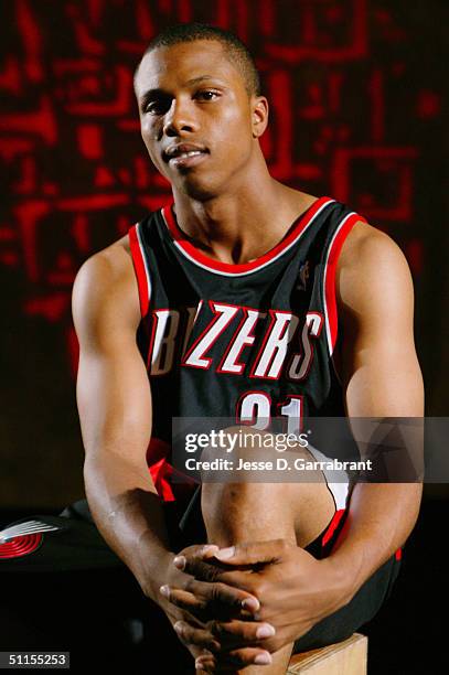 Sebastian Telfair of the Portland Trail Blazers poses for a portrait during the 2004 NBA Rookie Shoot at the Madison Square Garden Training Facility...