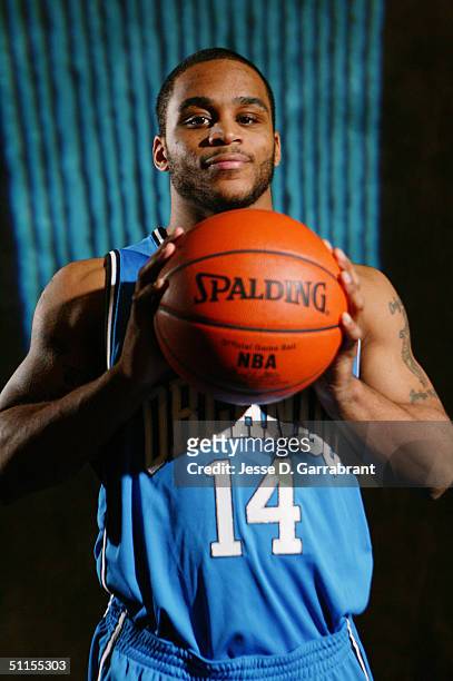 Jameer Nelson of the Orlando Magic poses for a portrait during the 2004 NBA Rookie Shoot at the Madison Square Garden Training Facility on August 2,...