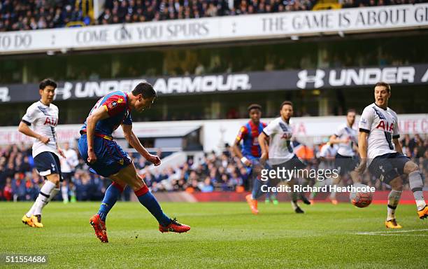 Martin Kelly of Crystal Palace scores the opening goal during the Emirates FA Cup Fifth Round match between Tottenham Hotspur and Crystal Palace at...