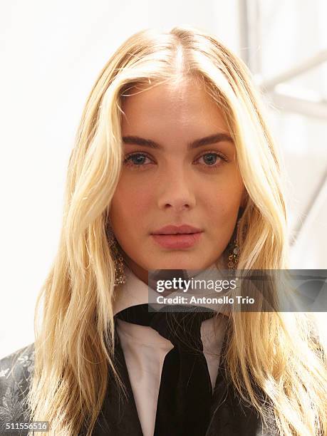 Model pose wearing Ralph Lauren Fall 2016 during New York Fashion Week: The Shows at Skylight Clarkson Sq on February 18, 2016 in New York City.