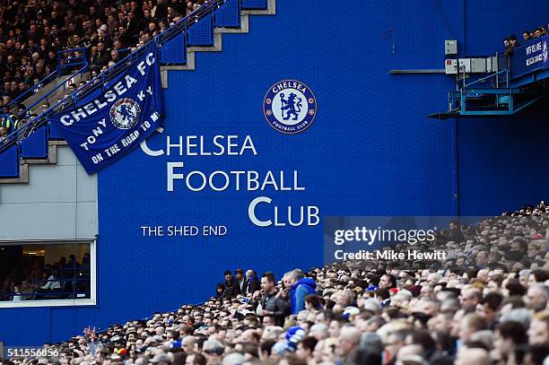 General view during The Emirates FA Cup fifth round match between Chelsea and Manchester City at Stamford Bridge on February 21, 2016 in London,...