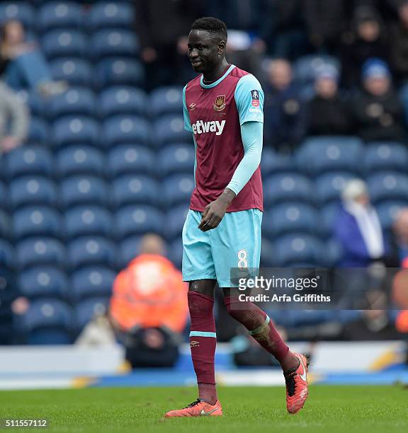 Cheikhou Kouyate of West Ham United is sent off during The Emirates FA Cup Fifth Round match between Blackburn Rovers and West Ham United at Ewood...
