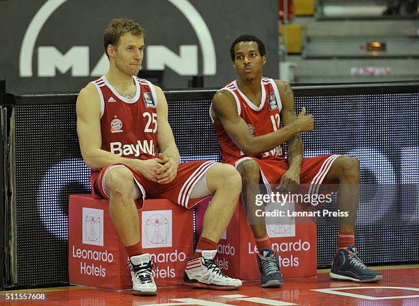 Anton Gavel and Alex Renfroe of FC Bayern Muenchen look on after losing the Beko BBL TOP FOUR Final match between FC Bayern Muenchen and ALBA Berlin...