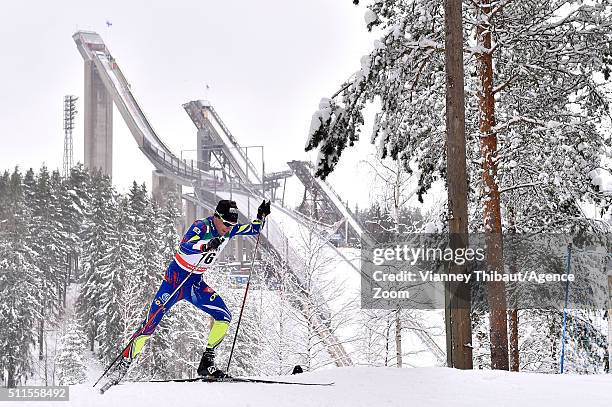 Prenom Jean Marc Gaillard of France competes during the FIS Nordic World Cup Men's and Women's Cross Country Skiathlon on February 21, 2016 in Lahti,...