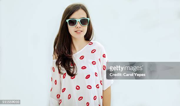 teenager  with sunglasses.studio shot - spain teen face bildbanksfoton och bilder