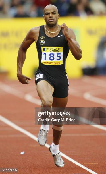 Duaine Ladejo of Birchfield Harriers in action in the 400 metres during the Norwich Union Olympic Trials and AAA's Championships at the Manchester...