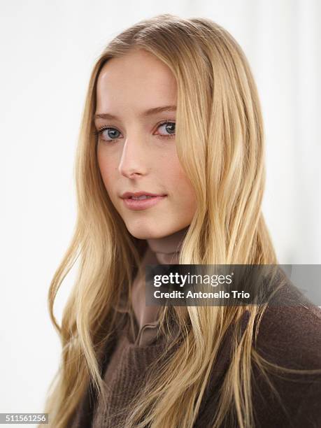 Model pose wearing Ralph Lauren Fall 2016 during New York Fashion Week: The Shows at Skylight Clarkson Sq on February 18, 2016 in New York City.