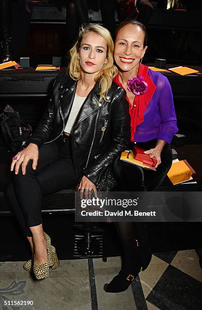 Alice Dellal and Andrea Dellal attend the Mulberry LFW Autumn/Winter 2016 Show at The Guildhall on February 21, 2016 in London, England.