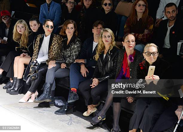 Jenny Bastet, Anais Gallagher, Anna Brewster, Noomi Rapace, Ellinor Olovsdotter, Jack Penate, Alice Dellal and Andrea Dellal sit in the front row at...