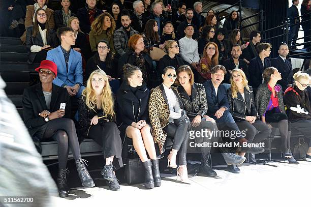Jenny Bastet, Anais Gallagher, Anna Brewster, Noomi Rapace, Ellinor Olovsdotter, Jack Penate, Alice Dellal and Andrea Dellal sit in the front row at...