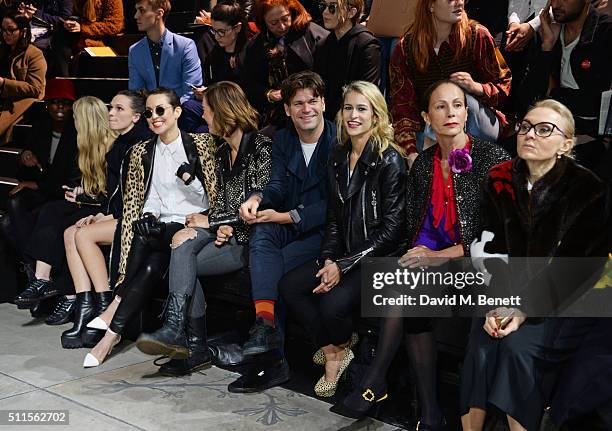 Jenny Bastet, Anais Gallagher, Anna Brewster, Noomi Rapace, Ellinor Olovsdotter, Jack Penate, Alice Dellal and Andrea Dellal sit in the front row at...