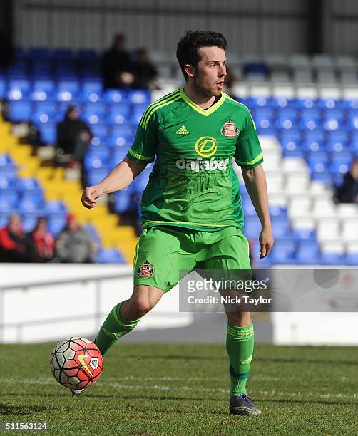 George Honeyman of Sunderland in action during the Liverpool v Sunderland Barclays U21 Premier League game at the Lookers Vauxhall Stadium on...