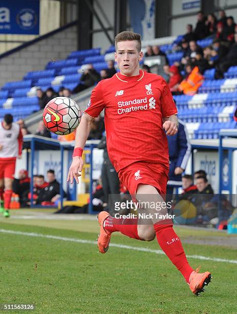 Ryan Kent of Liverpool and in action during the Liverpool v Sunderland Barclays U21 Premier League game at the Lookers Vauxhall Stadium on February...
