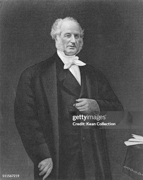 American business magnate and philanthropist, Cornelius Vanderbilt , circa 1860. From an original engraving by Geo.E.Perine.