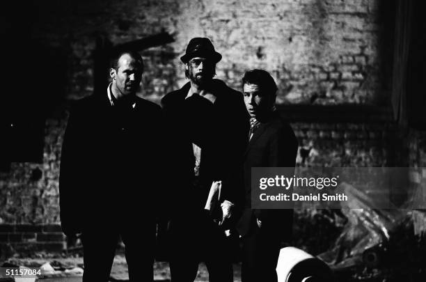 Actors Jason Statham, Brad Pitt and Stephen Graham are photographed on location during the filming of Guy Ritchie's 2nd film 'Snatch' on September 1,...