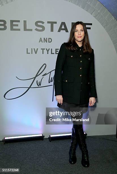 Liv Tyler attends/during the Belstaff Presentation during London Fashion Week Autumn/Winter 2016/17 at 1 Marylebone Road on February 21, 2016 in...