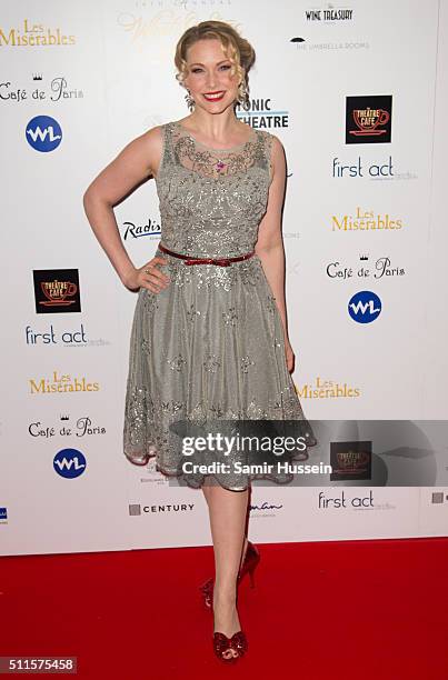 Emma Williams arrives for the WhatsOnStage Awards at Prince Of Wales Theatre on February 21, 2016 in London, England.