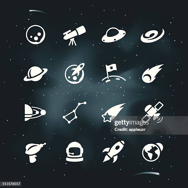 weiße space symbole - satellit stock-grafiken, -clipart, -cartoons und -symbole