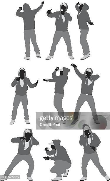 rapper in various poses - rapper stock illustrations