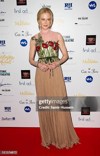 Nicole Kidman arrives for the WhatsOnStage Awards at Prince Of Wales Theatre on February 21, 2016 in London, England.