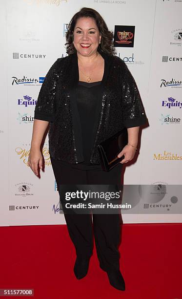 Jennie Dale arrives for the WhatsOnStage Awards at Prince Of Wales Theatre on February 21, 2016 in London, England.