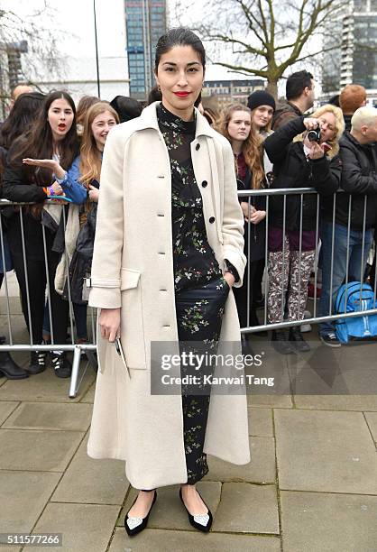 Caroline Issa attends the Topshop Unique show during London Fashion Week Autumn/Winter 2016/17 at Tate Britain on February 21, 2016 in London,...