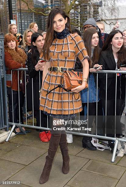 Doina Ciobanu attends the Topshop Unique show during London Fashion Week Autumn/Winter 2016/17 at Tate Britain on February 21, 2016 in London,...