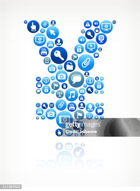 yen technology internet and media blue button pattern - screen cursor stock illustrations
