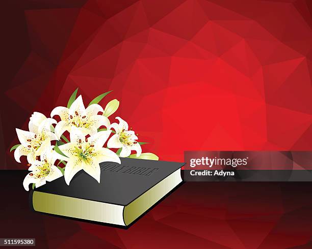 bible and easter lily - easter lily stock illustrations