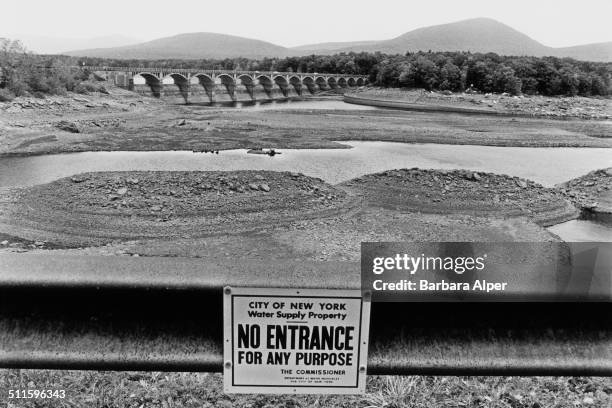 The Ashokan Reservoir in Ulster County, New York State, USA, during a drought, summer 1991.