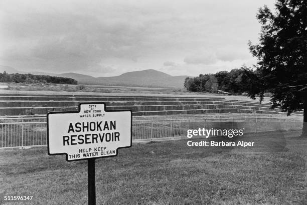 The Ashokan Reservoir in Ulster County, New York State, USA, during a drought, summer 1991.